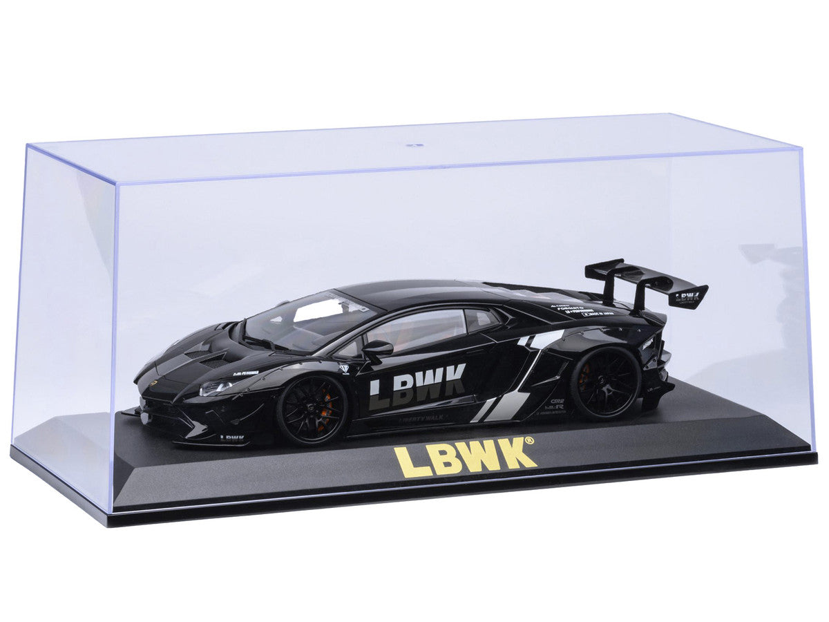 Collectible Display Show Case with Black Plastic Base and Gold "LBWK" Logo for 1/18-1/24 Scale Model Cars by Autoart LuxuryLifeWay Online Store