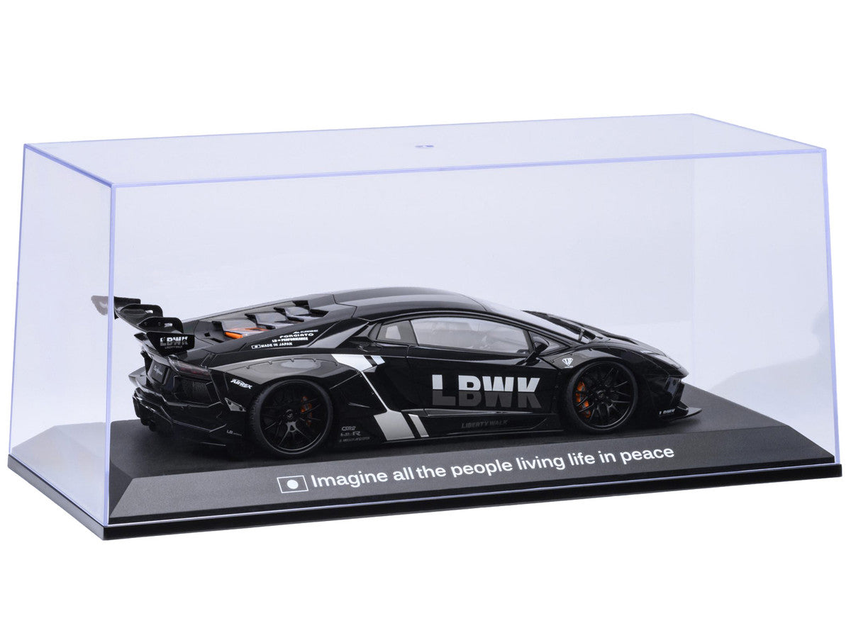 Collectible Display Show Case with Black Plastic Base and Gold "LBWK" Logo for 1/18-1/24 Scale Model Cars by Autoart LuxuryLifeWay Online Store