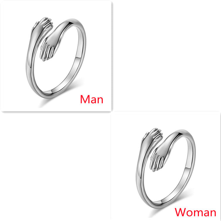 Alloy Simple Hands Hug Ring Opening Adjustable Jewelry CJD