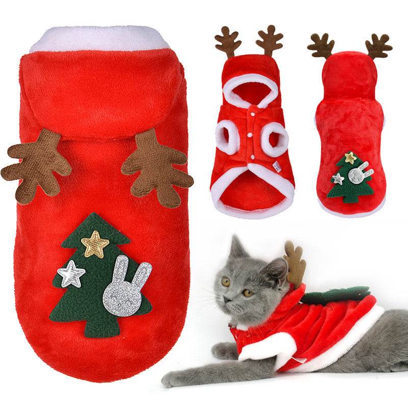 Pet flannel elk christmas clothes Pets Fashion