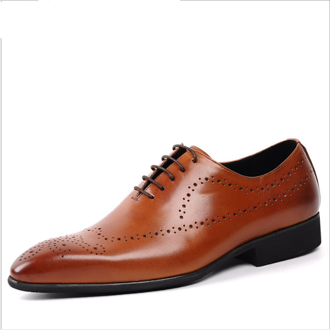Men's Leather Brogue Dress Shoes - Vintage Style LadyShow.Store