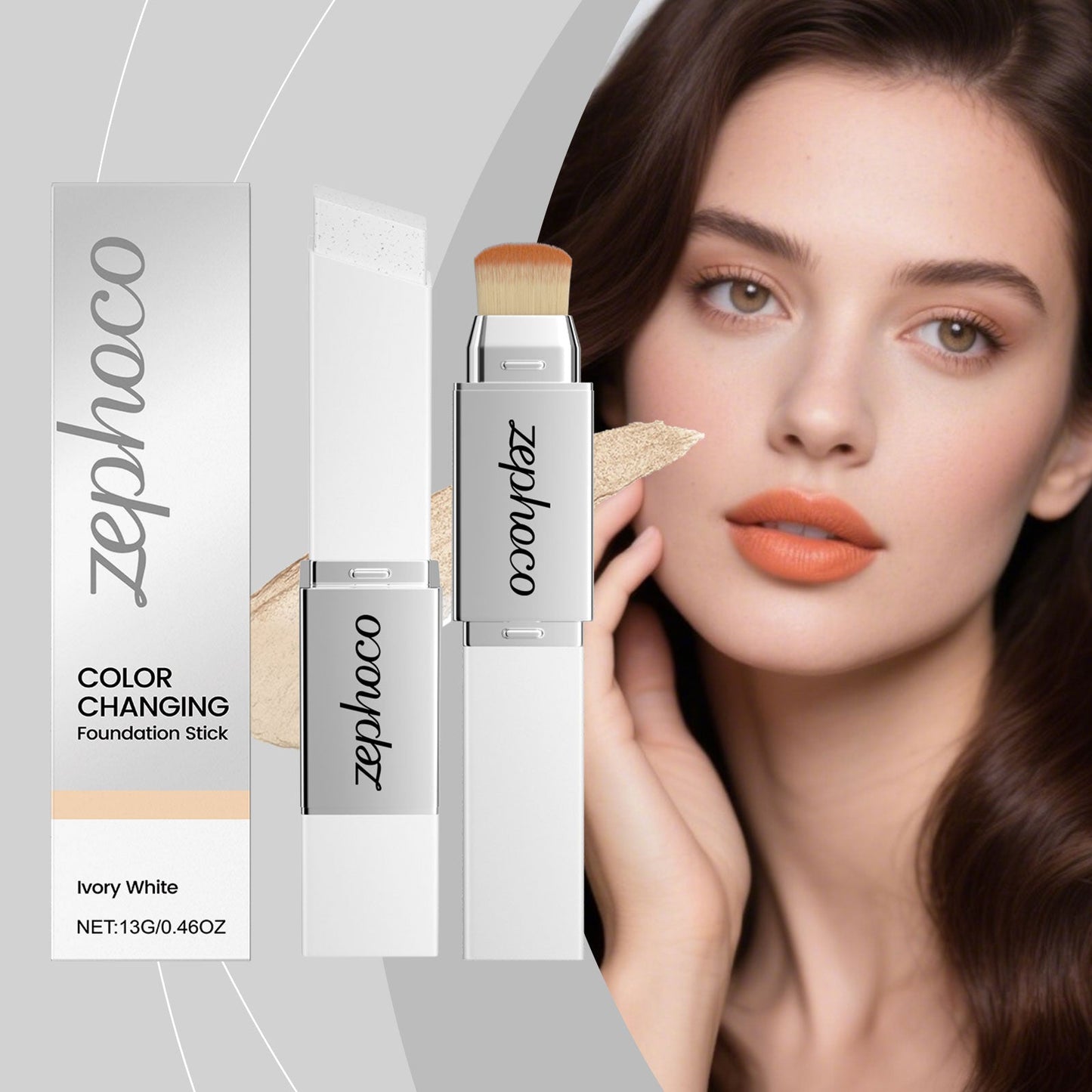 2-in-1 Color-Changing Foundation Stick Ivory White Tri Light Beauty