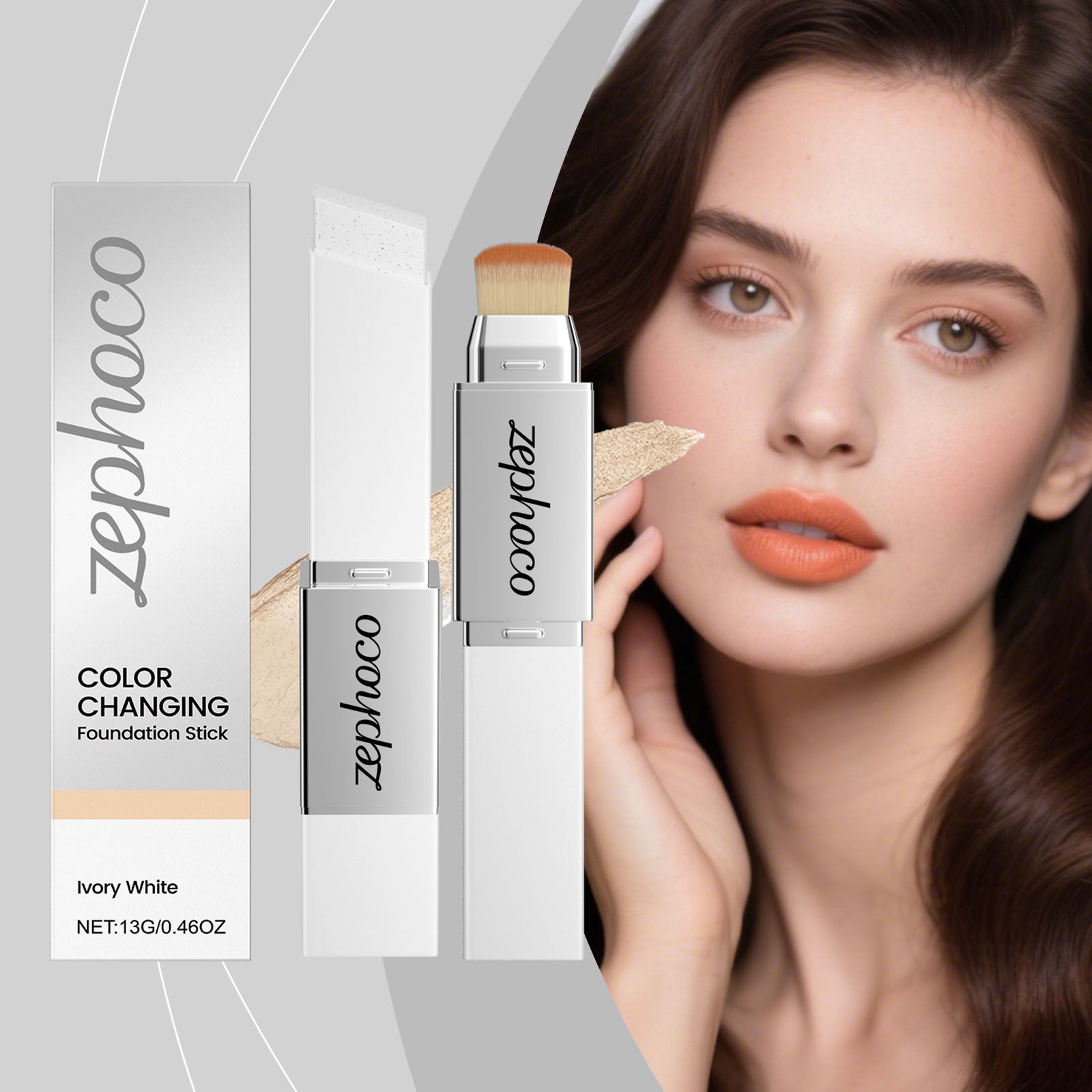 2-in-1 Color-Changing Foundation Stick Ivory White Tri Light Beauty