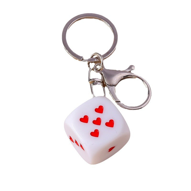 Love Dice Keychain Creative Design Oil Dripping Alloy Handmade Pendant Accessories LadyShow.Store
