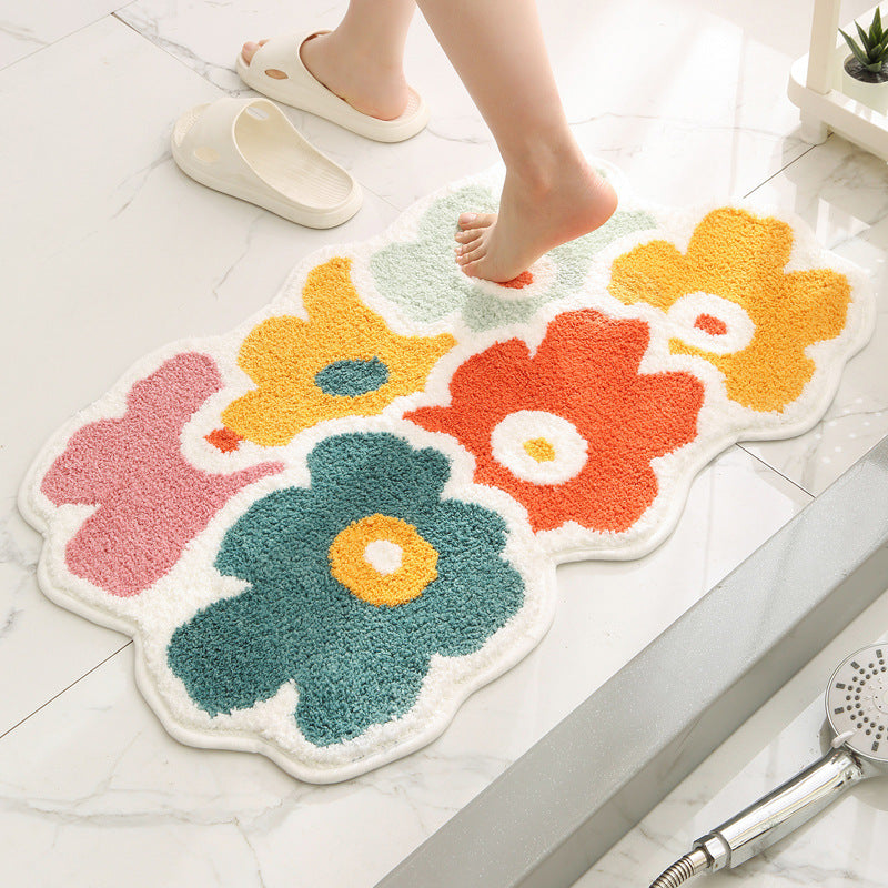 Bathroom Flocking Absorbent Floor Mat Anti Slip Pad Household Use