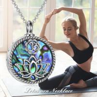 925 Sterling Silver Yoga Lotus Urn with Abalone Shell Memorial Cremation Necklace Jewelry LadyShow.Store