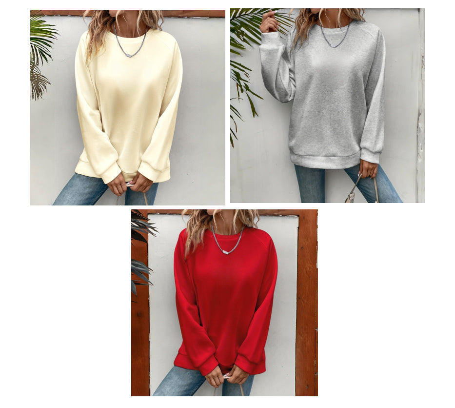 Women's Loose Sports Round Neck Sweatshirt NorixaFashion.com