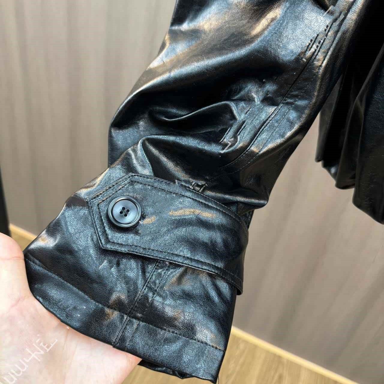 Cuffed Zipper Collar Button PU Leather Jacket Cotton Padded Jacket Best YouTube Store