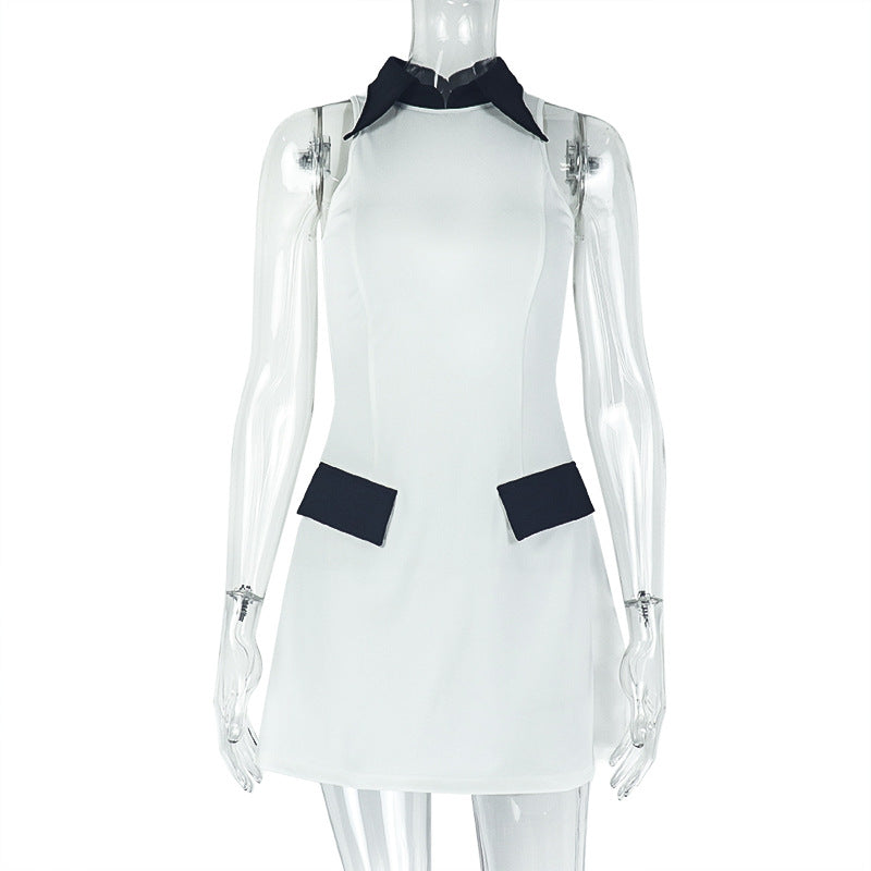 High-neck Black And White Dress Women's Elegant LadyShow.Store