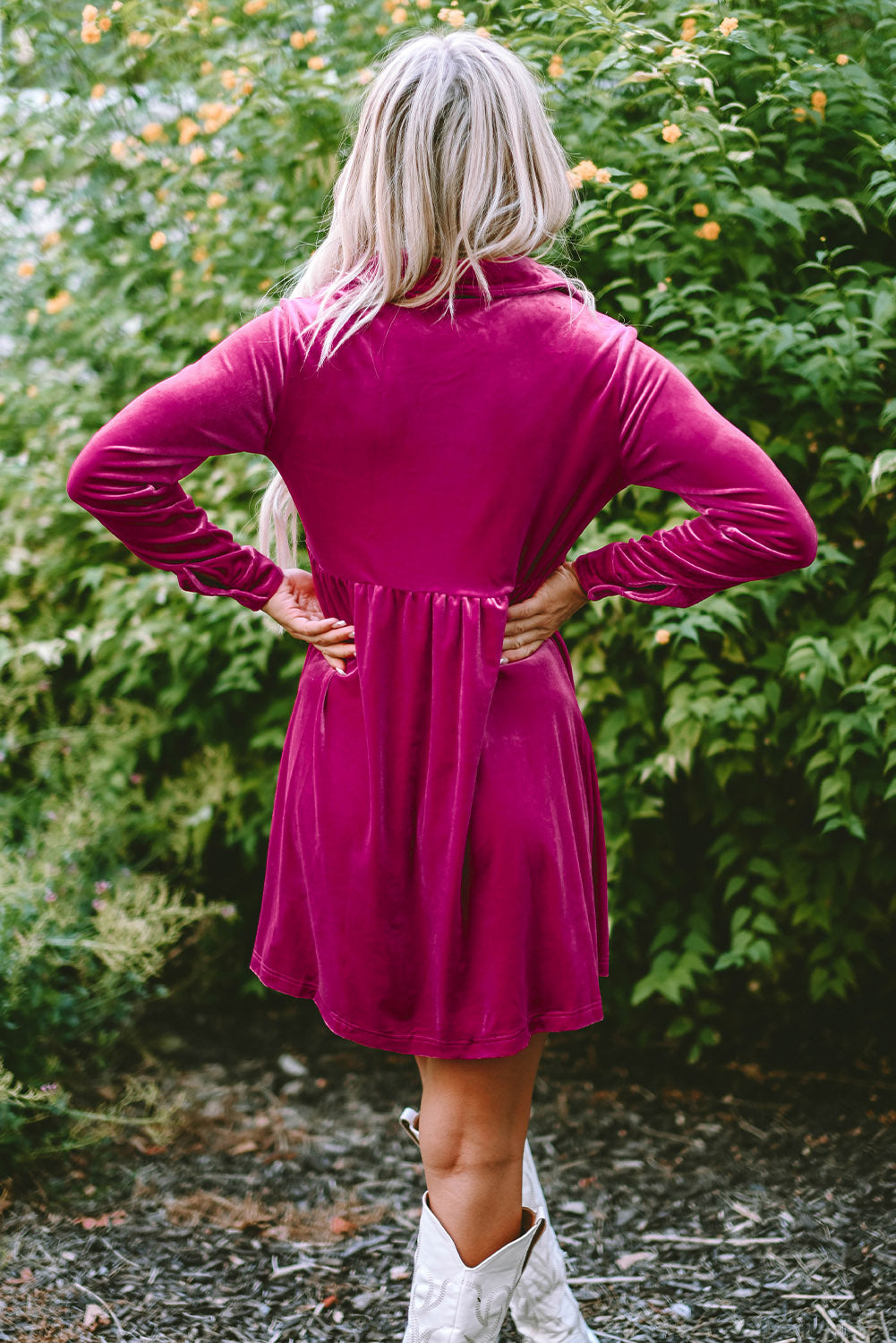 Lennon Long Sleeve Ruffle Velvet Dress LuxuryLifeWay Online Store