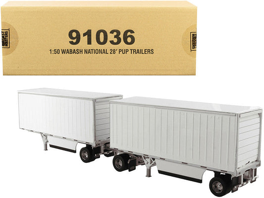Wabash National 28' Double Pup Trailers White "Transport Series" 1/50 Diecast Model by Diecast Masters LuxuryLifeWay Online Store