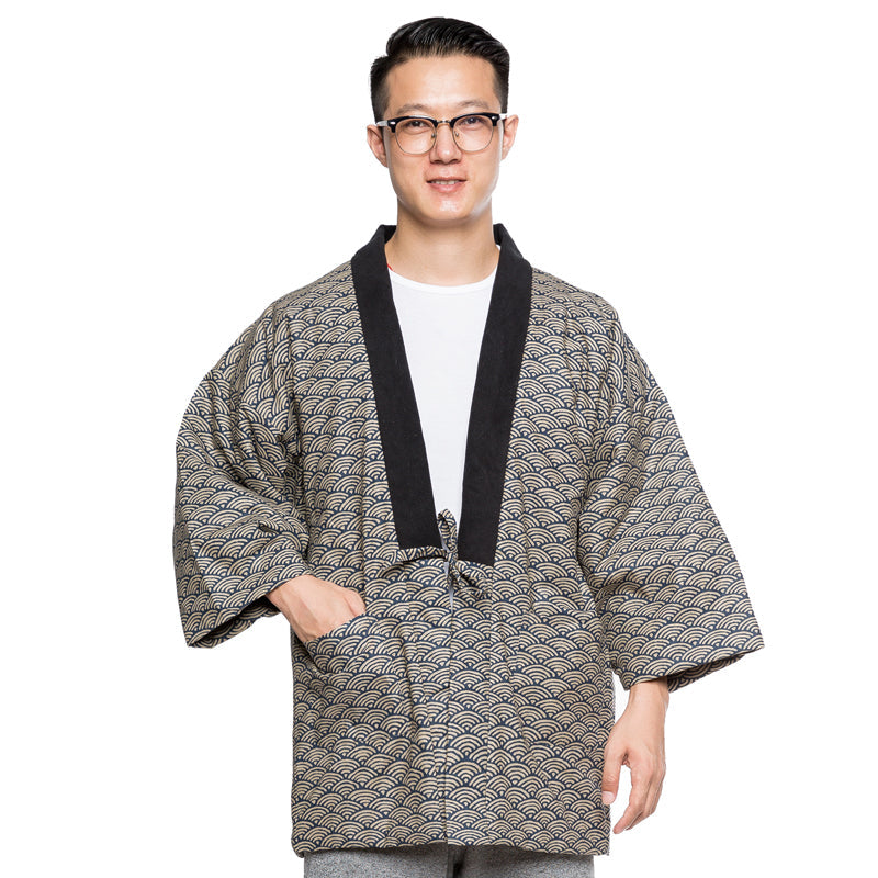 Japanese Men's Winter Kimono Cotton Jackets Halloween Coustume Japanese Samura Warm Cotton Kimono Coat Indoor Outdoor Kimono Coat Traditional Japanese Kimono For Men Lightweight & Warm Kimono NorixaFashion.com