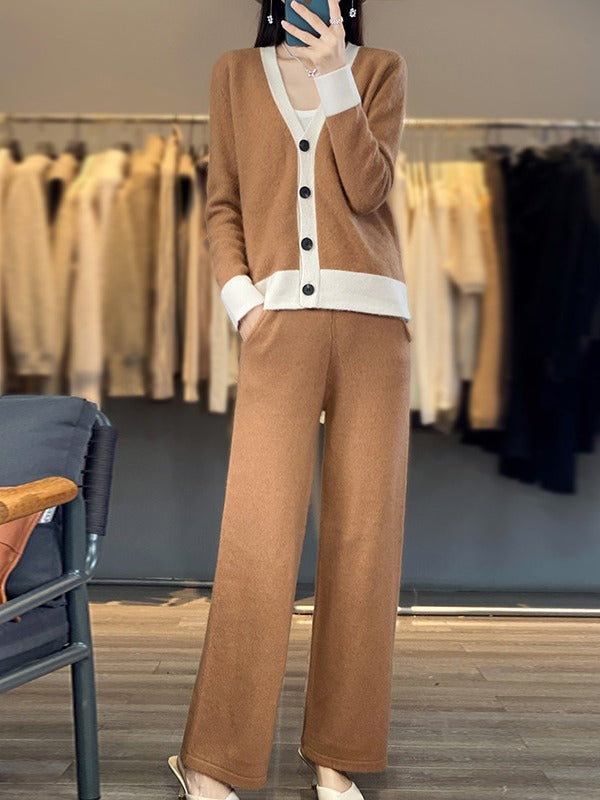 Casual Knitted Wool Two-piece Women's Clothing Loose Best YouTube Store
