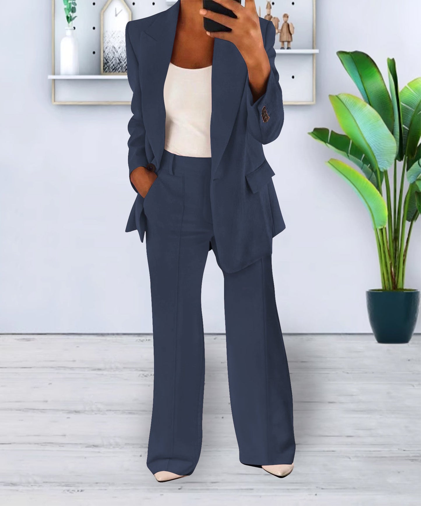 Women's Casual Blazer Suit  Two Piece Business Office Wear Set Fit Jacket And Pants NorixaFashion.com