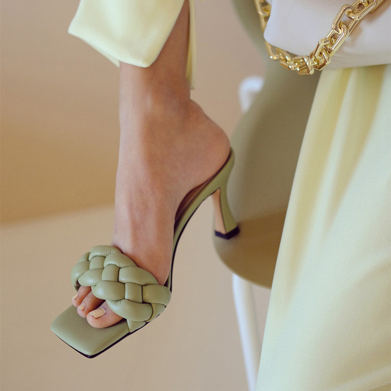Square head thin heel sandals LadyShow.Store