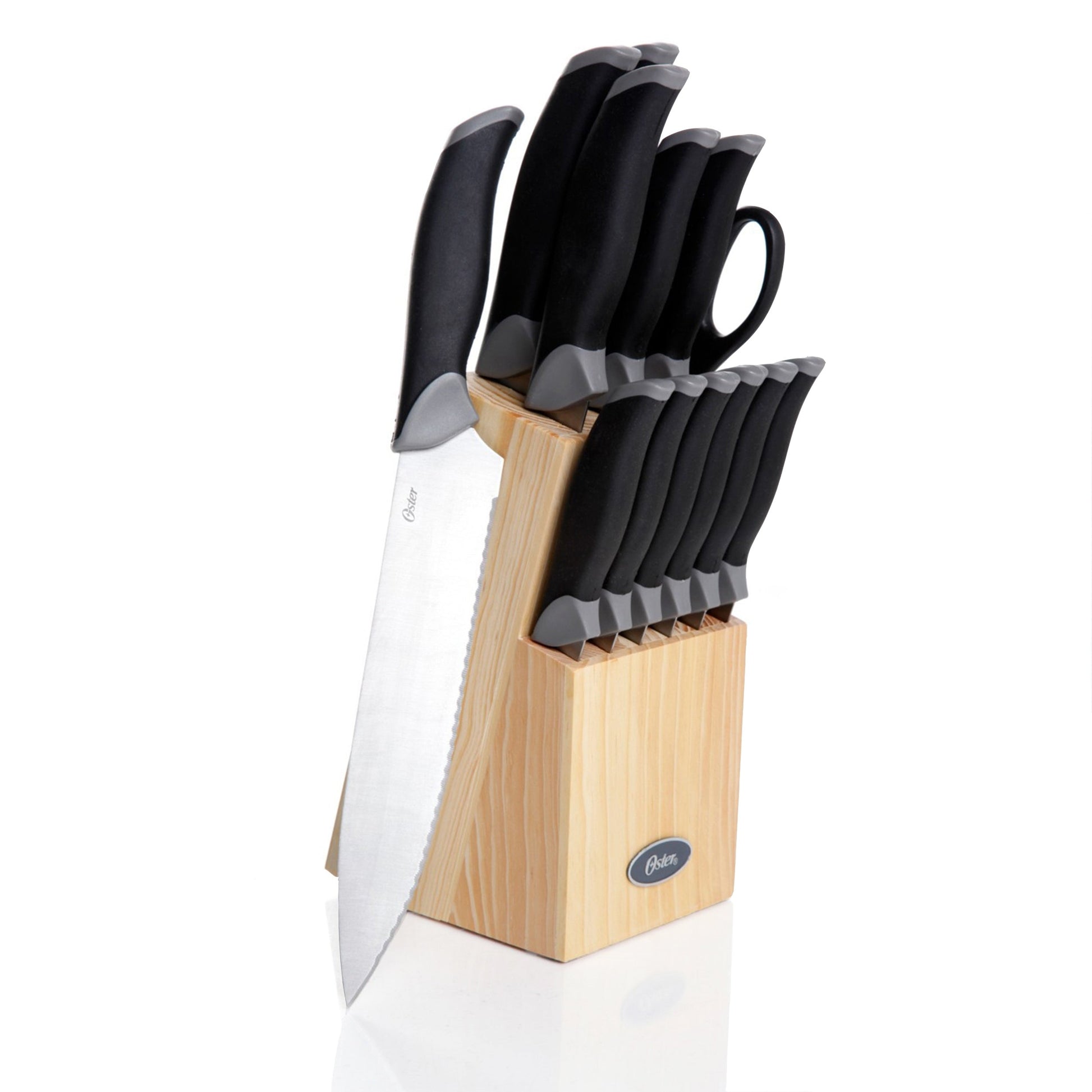 Oster Lingbergh 14 Piece Stainless Steel Cutlery Knife Set with Pine Wood Block LuxuryLifeWay Online Store