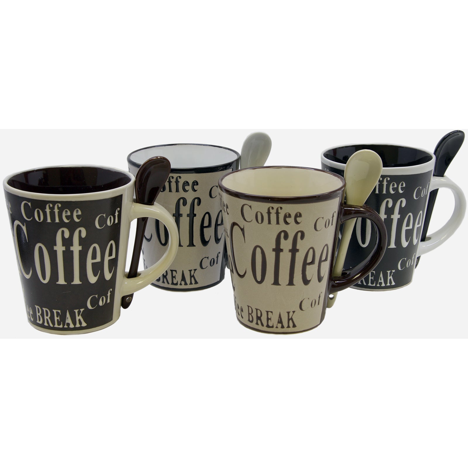 Gibson Bareggio 8 Piece 13 Ounce Coffee Mug with Spoon Set, Service for 4 LuxuryLifeWay Online Store