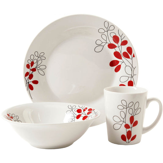 Gibson Scarlet Leaves 12 pc Dinnerware Set LuxuryLifeWay Online Store