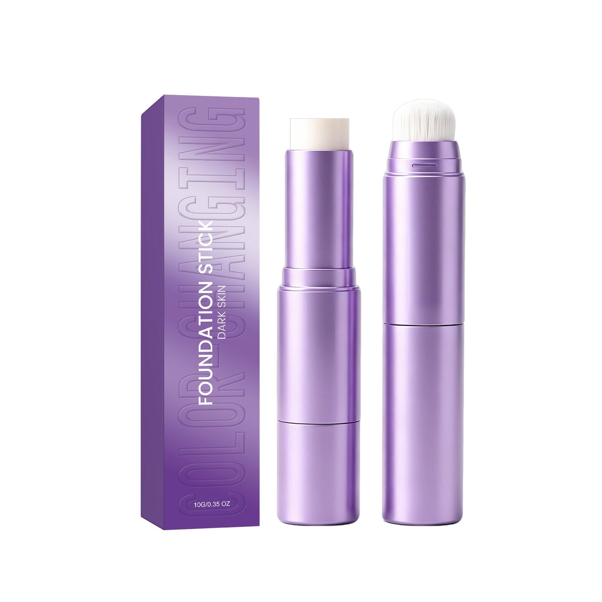 Light, Thin, Delicate, Skin Friendly, Easy To Put On Daily Makeup, No Mask, Two In One Color Changing Foundation Make-up Stick  Dark Skin Color , 10g, 1 Box Tri Light Beauty