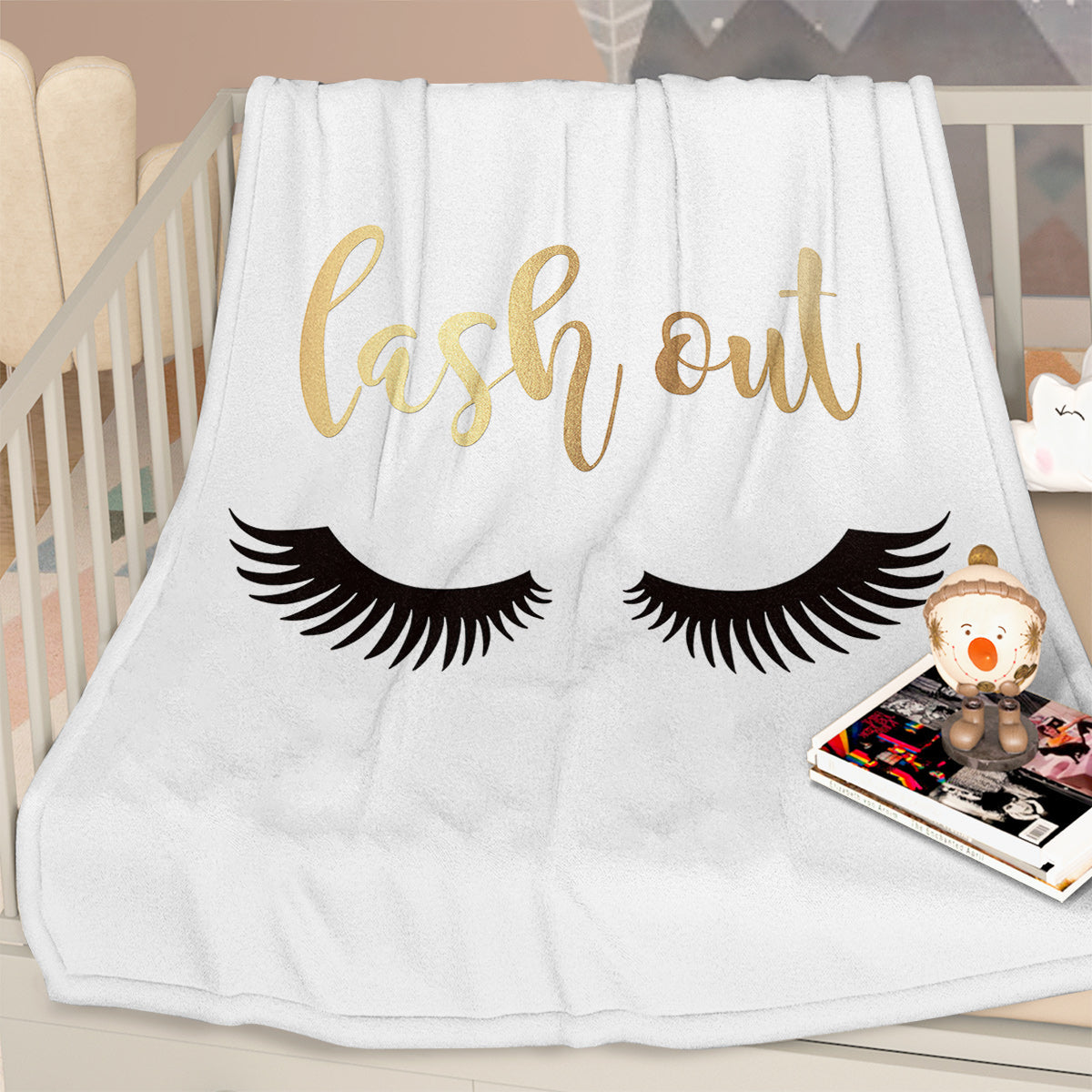Long Eyelashes Printed Throw Blanket Plush Fluffy Flannel Fleece Blanket Soft Throws For Sofa Couch And Bed 30x40 50x60 60x80 PearlNestDecor.com