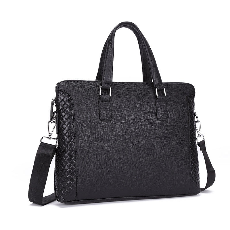 Men's Briefcase Genuine Leather 14-inch Laptop Bag Horizontal Cowhide Business Office Bag CJD