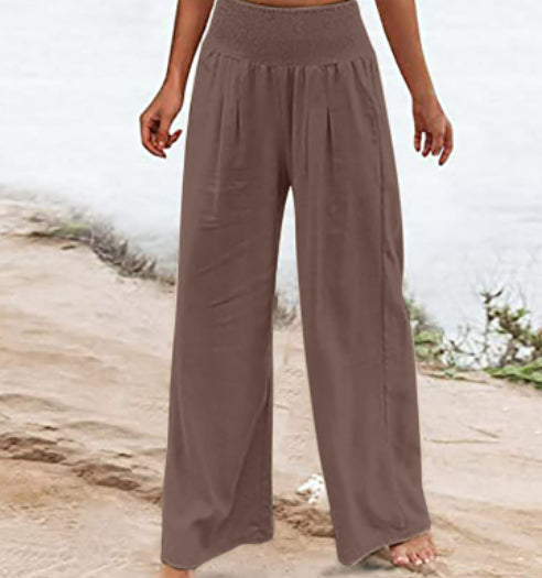 Women's Pants Casual Wide Leg Cotton Linen Loose Trousers NorixaFashion.com