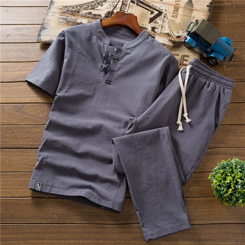 Chinese Style Short-Sleeved Linen Summer T-Shirt Pi-Mart