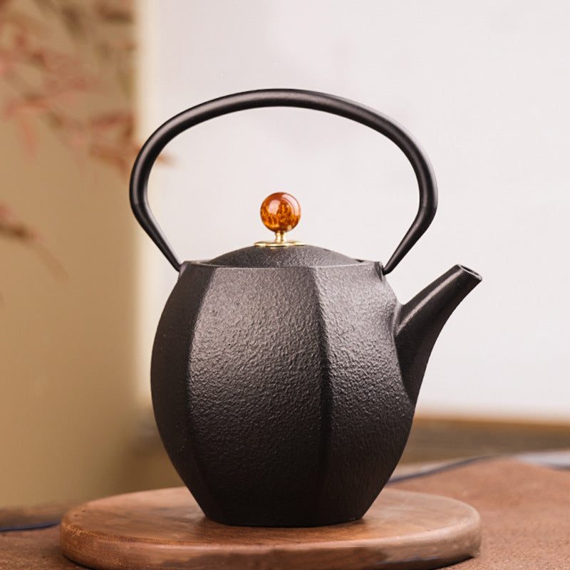 Cast Iron Teapot Bright Enamel Inner Wall Kettle PearlNestDecor.com
