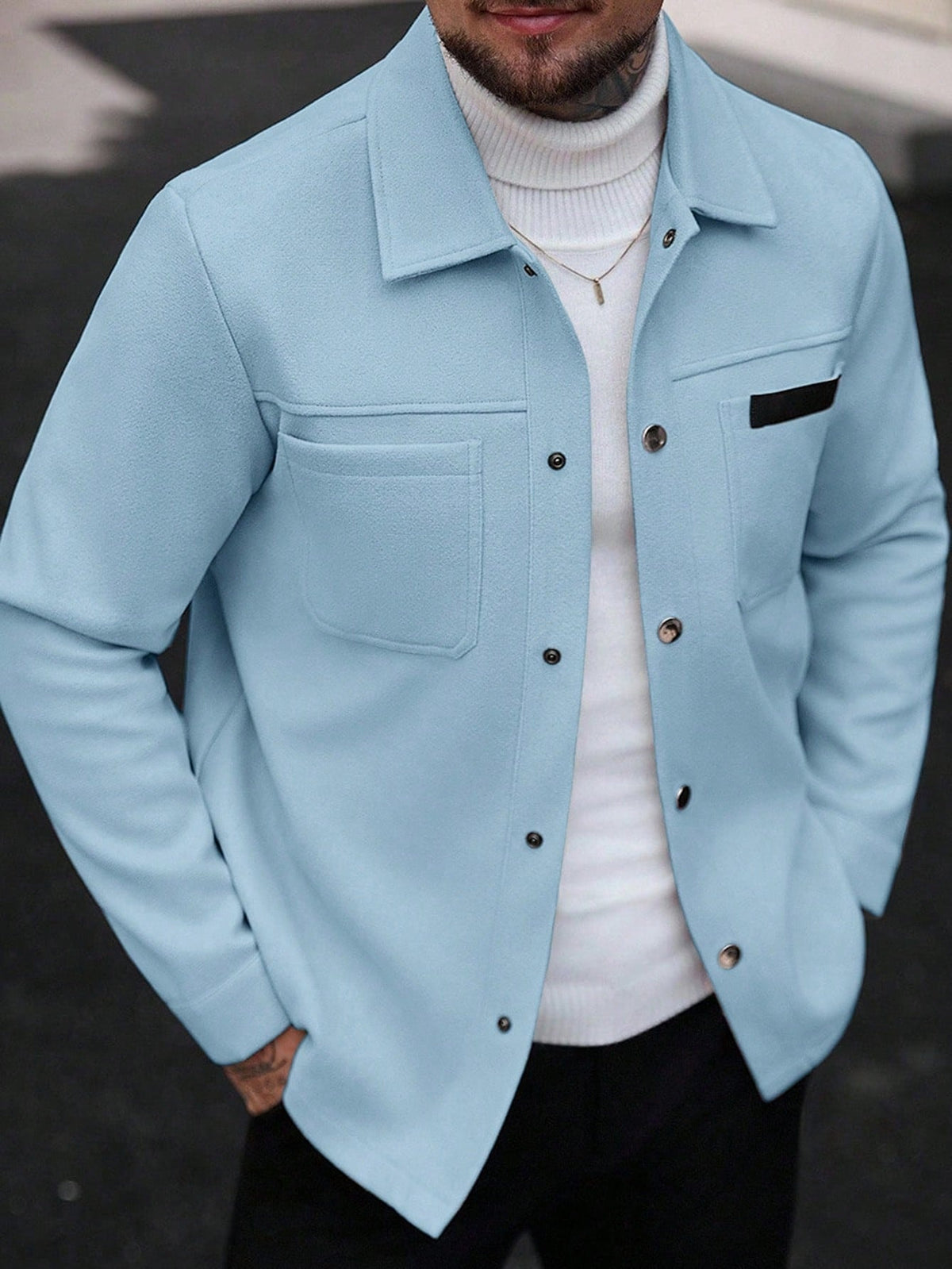 2026 Autumn Winter European And American Men's Fashion Pocket Woolen Jacket With Lapel Casual Single-Breasted Coat For Men 2600808 NorixaFashion.com