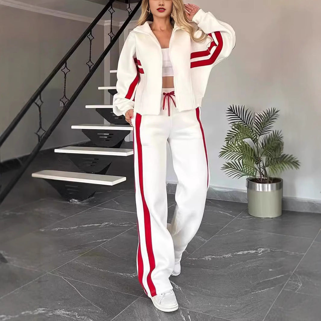 Fashion Two-piece Women's White Sports Suit Loose Sports Shirt Casual Pants Sets Sportswear Women Clothes Tracksuit Women Outfits NorixaFashion.com