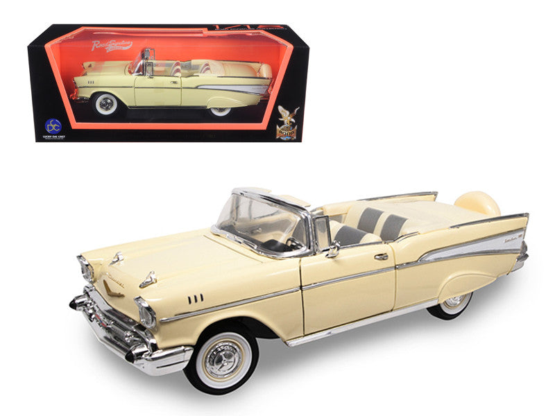 1957 Chevrolet Bel Air Convertible Cream 1/18 Diecast Model Car by Road Signature LuxuryLifeWay Online Store