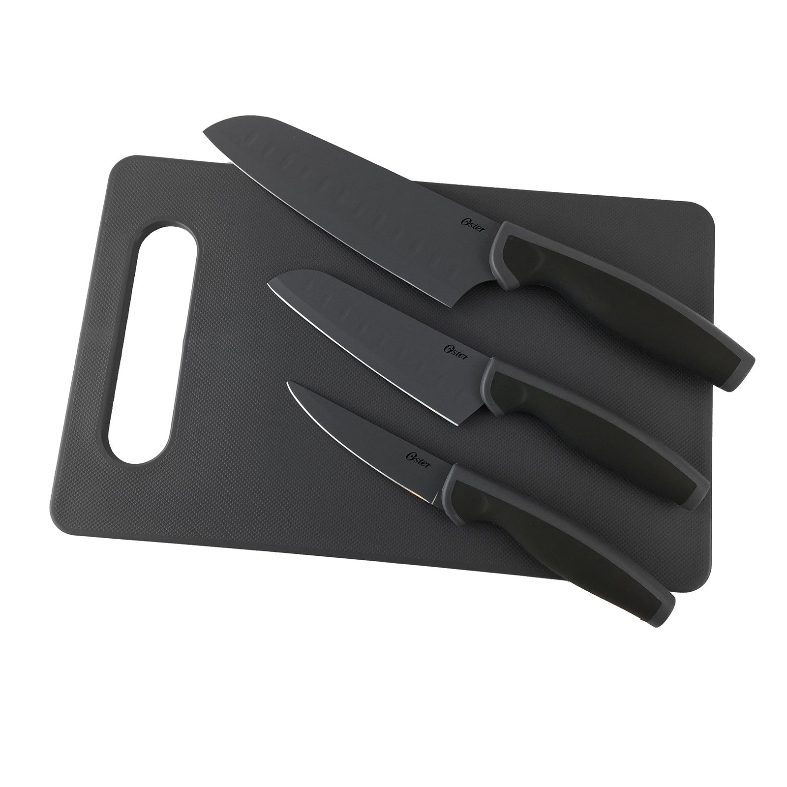 Oster Slice Craft 4 Piece Cutlery Knife Set with Cutting Board in Black LuxuryLifeWay Online Store