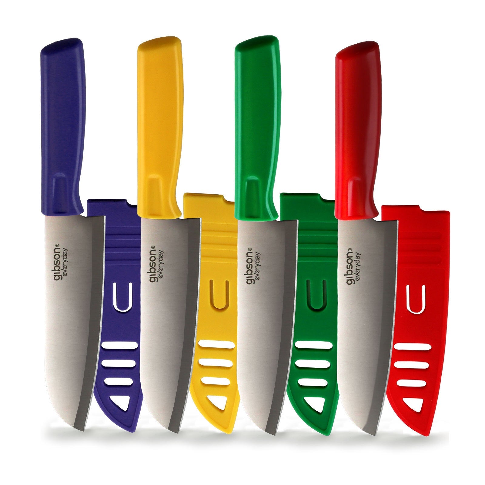 Gibson Everyday Grantville 4 Piece 6 Inch Santoku Knife with Sheath in Assorted Colors LuxuryLifeWay Online Store