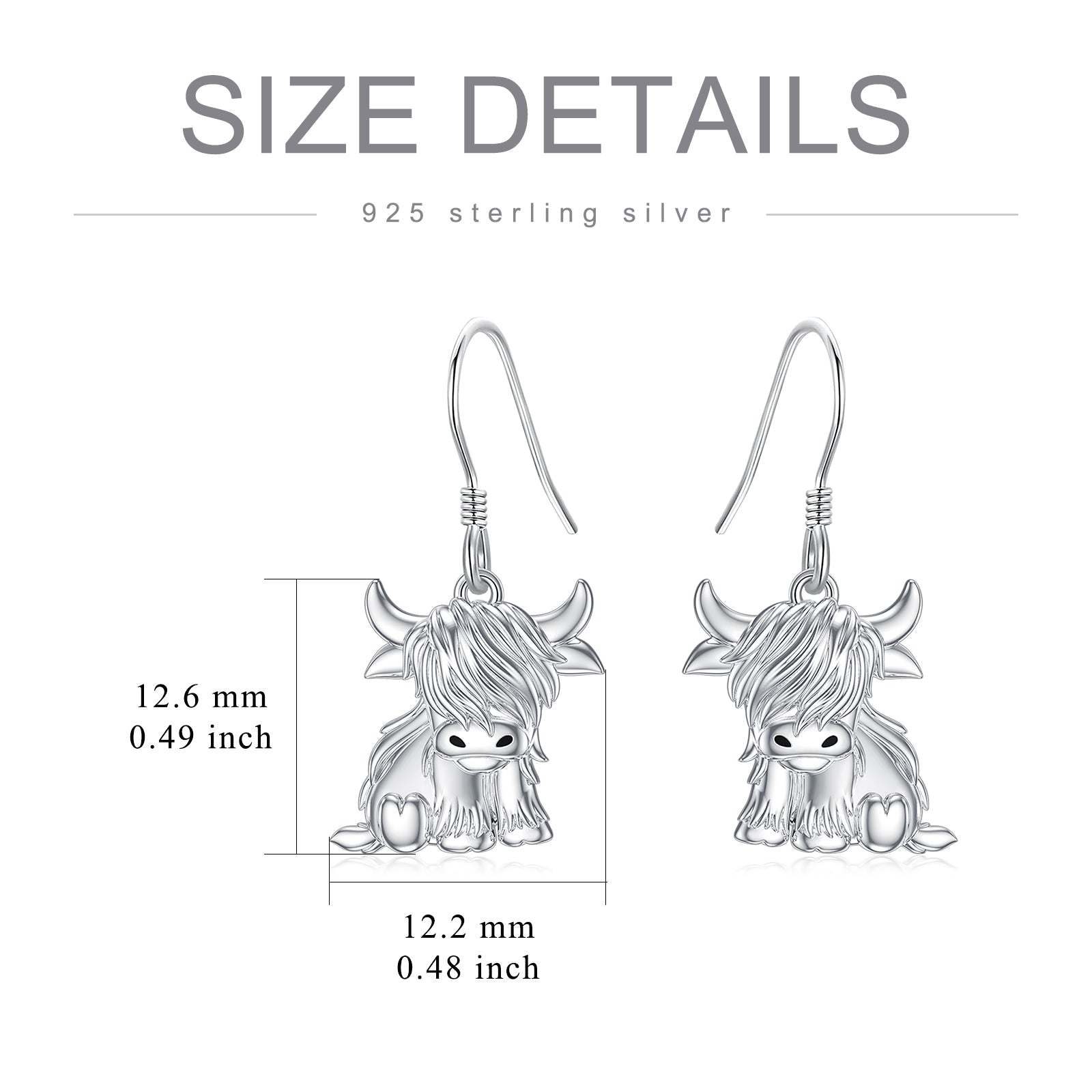 Highland Cow Earrings for Women 925 Sterling Silver Cow Dangle Drop Earrings LadyShow.Store