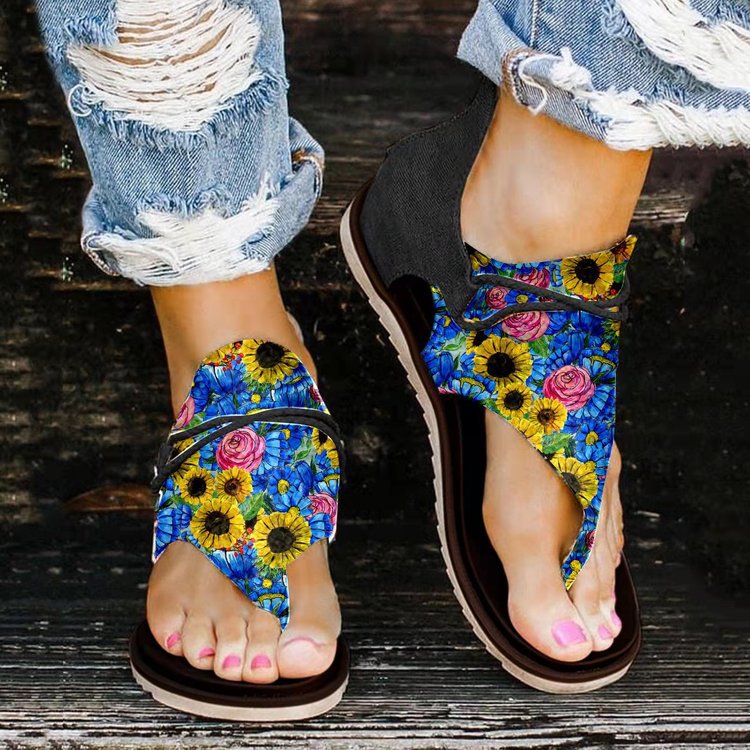 Spring And Summer Foreign Trade Printing Leopard Print New Large Size Ladies Flat Beach Sandals LadyShow.Store