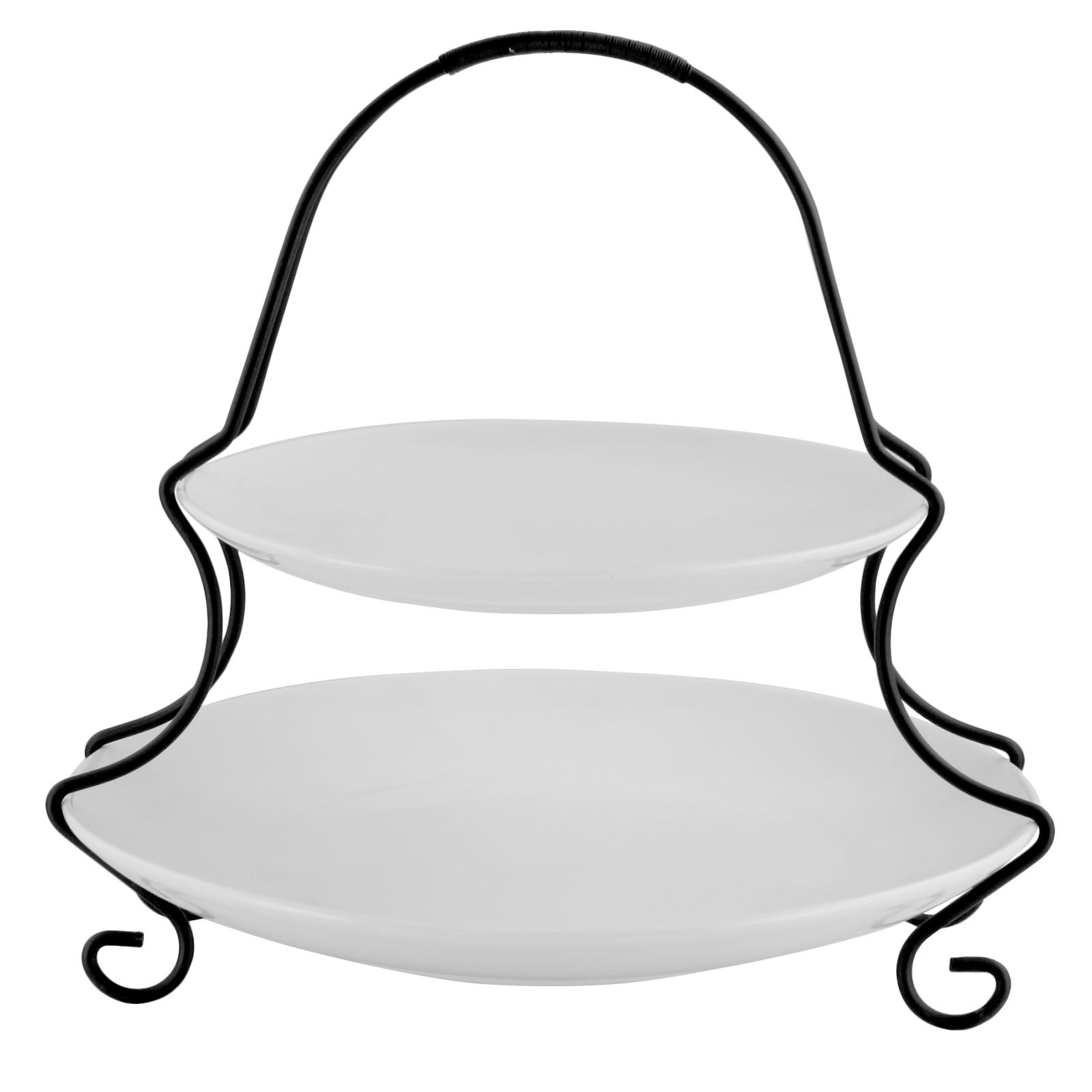 Gibson Elite Splendid Grace 2 Tiered Serving Set with Metal Rack in  White LuxuryLifeWay Online Store