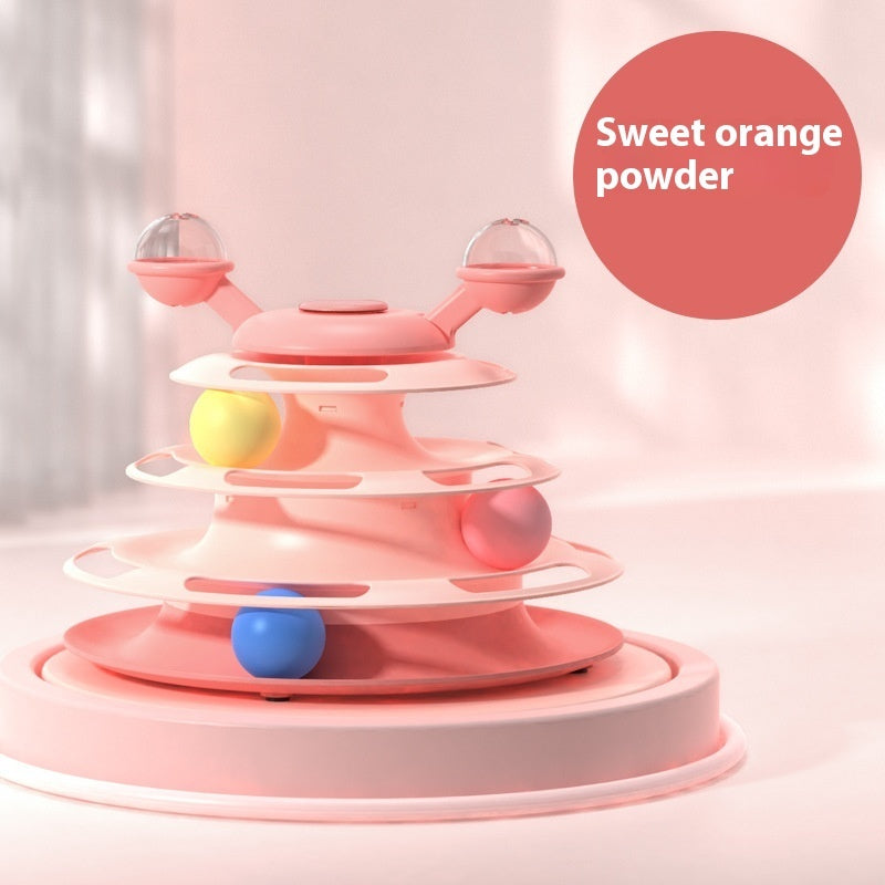 4 Levels Cat Toy Tower Turntable Roller Balls Toys Interactive Intelligence Pets Toys Training Track Puzzle Funny Games Accessories Pet Products Pets Fashion