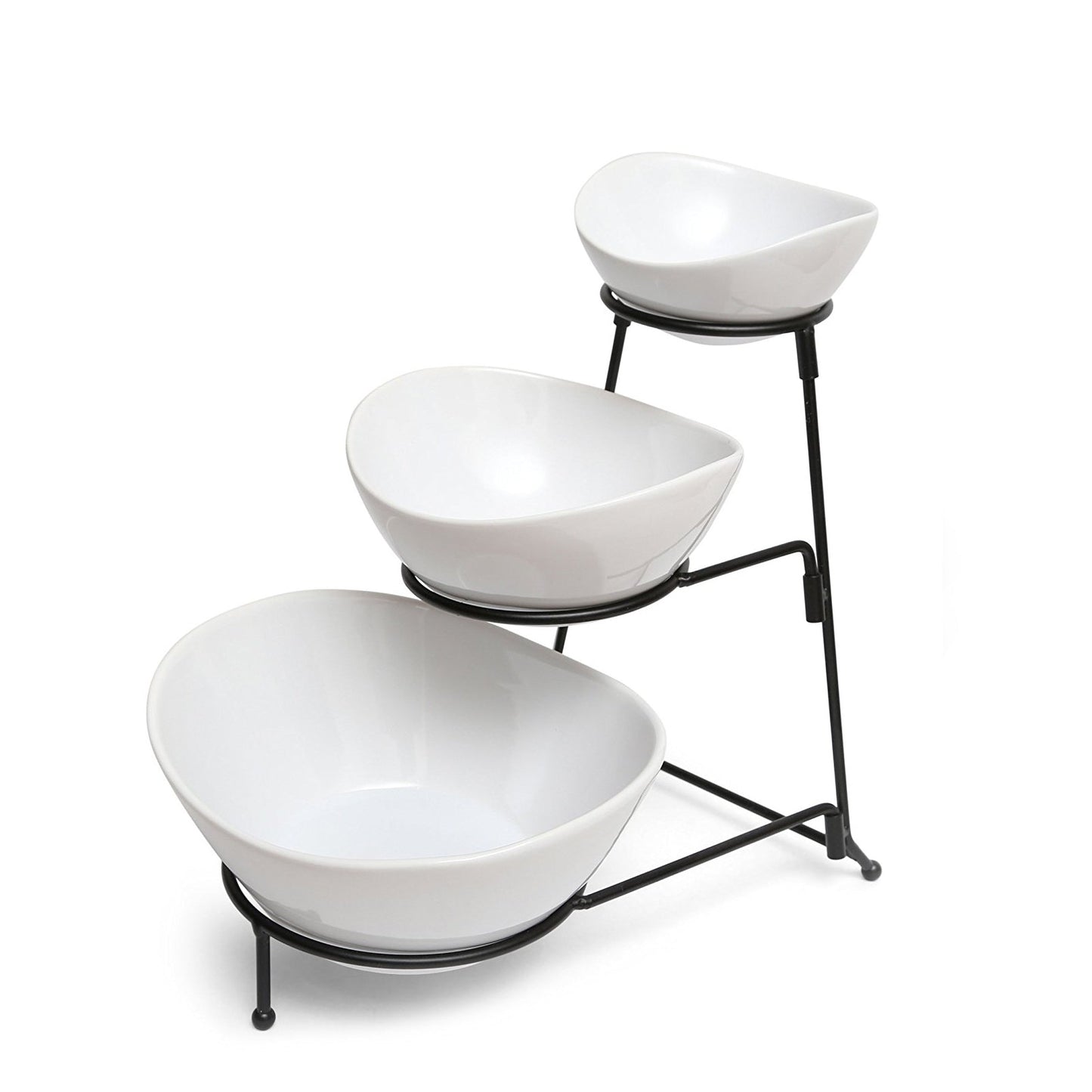 Gibson Elite Gracious Dining 3 Tier Bowl Server Set with Metal Stand LuxuryLifeWay Online Store