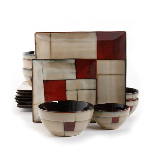 Gibson Elite Azeal 16 Piece Double Bowl Dinnerware Set in Taupe LuxuryLifeWay Online Store