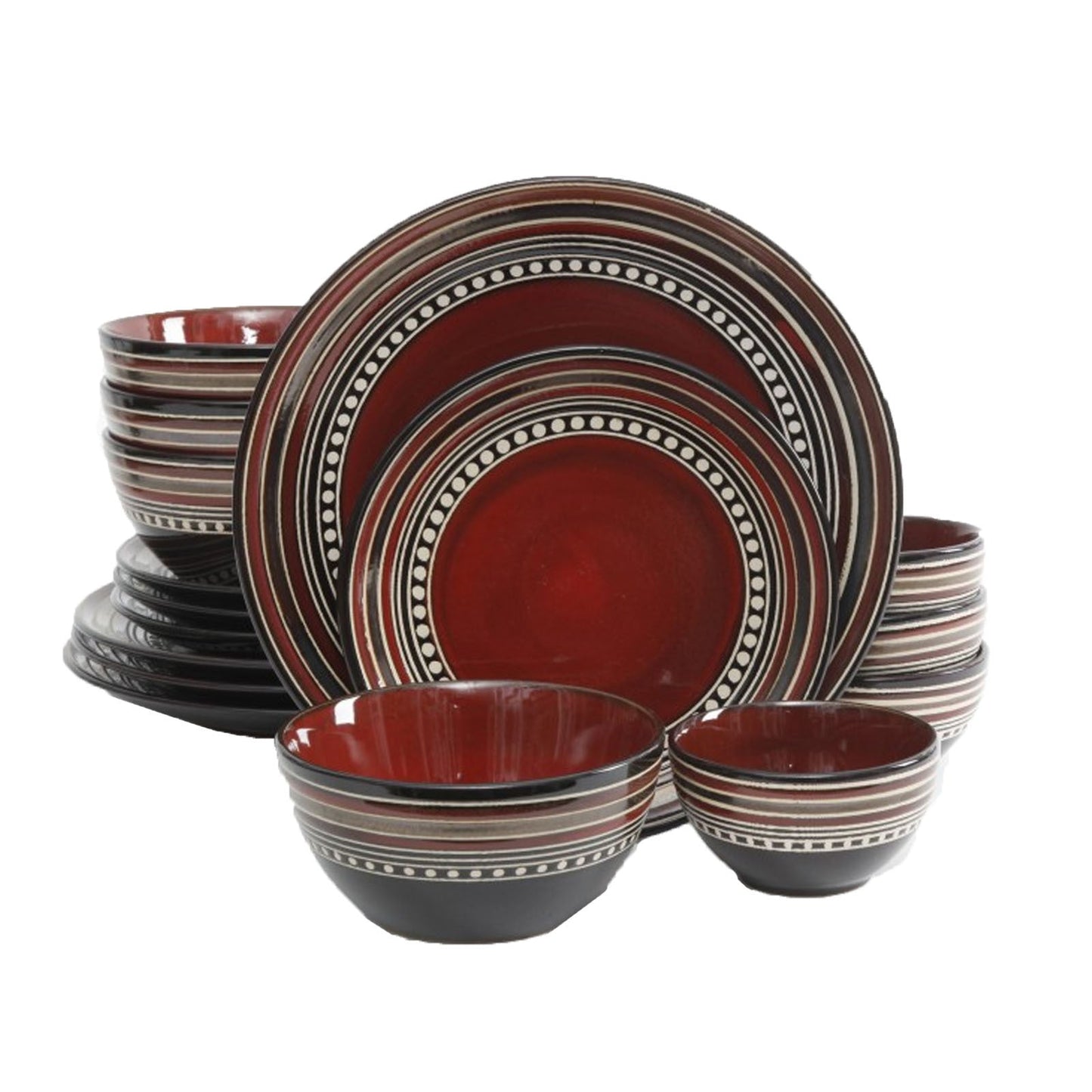 Gibson Elite Caf Versailles 16 Piece Double Bowl Dinnerware Set - Red LuxuryLifeWay Online Store
