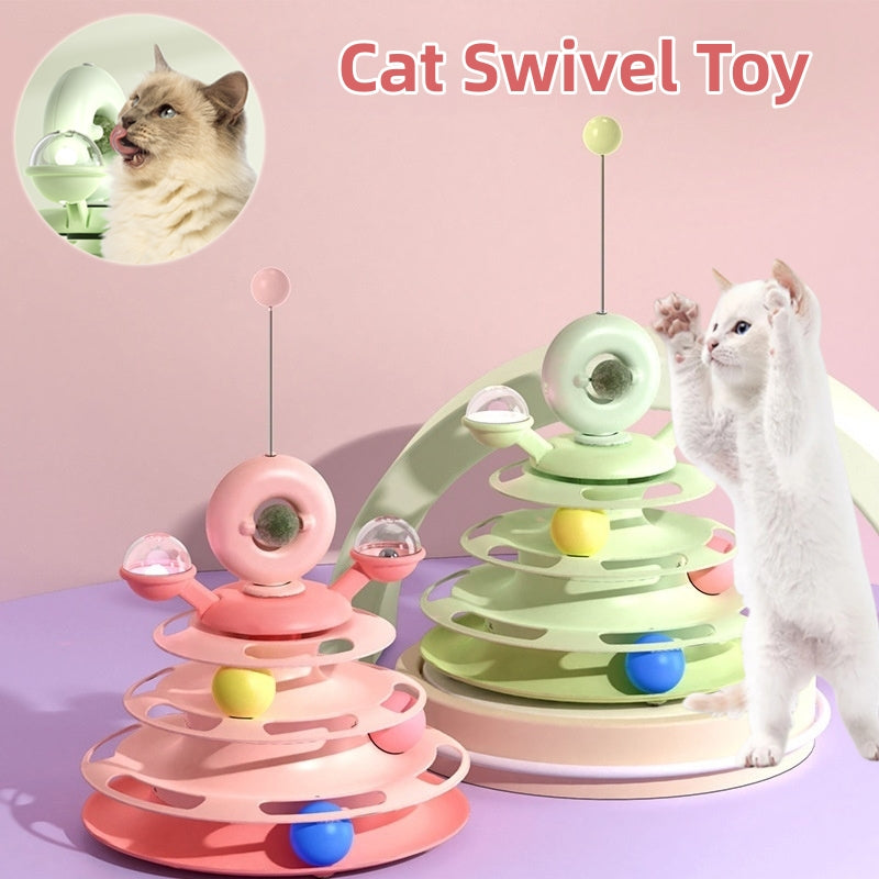 4 Levels Cat Toy Tower Turntable Roller Balls Toys Interactive Intelligence Pets Toys Training Track Puzzle Funny Games Accessories Pet Products Pets Fashion