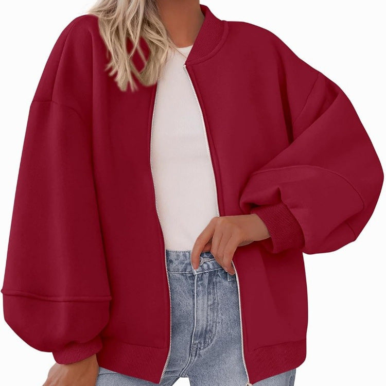 Zip Sweatshirt Jacket Casual Long Sleeve Pilot Coat LadyShow.Store