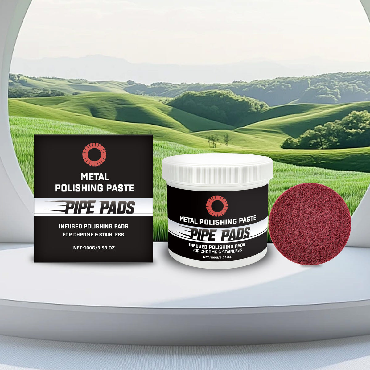 Metal Polishing Care Kit 1 00g Bottle-1 Sponge Pad 1Box Tri Light Beauty