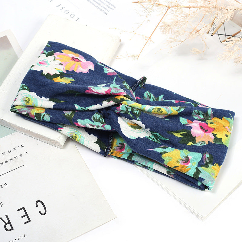 Sweat-absorbent And Anti-perspirant Bundled Headband With Wide-brimmed Print Headband LadyShow.Store
