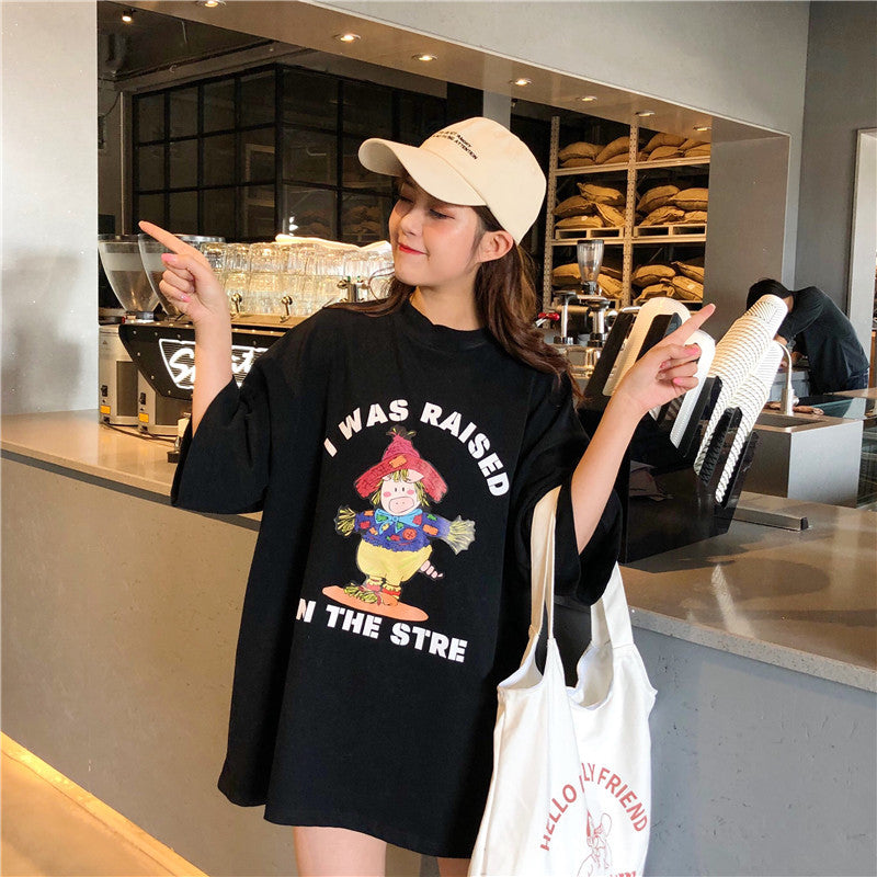 Printed Round Neck Short Sleeve T-Shirt Pi-Mart
