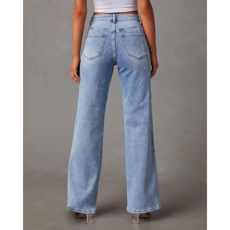 Casual Patchwork Women's Wide Leg Jeans CJD
