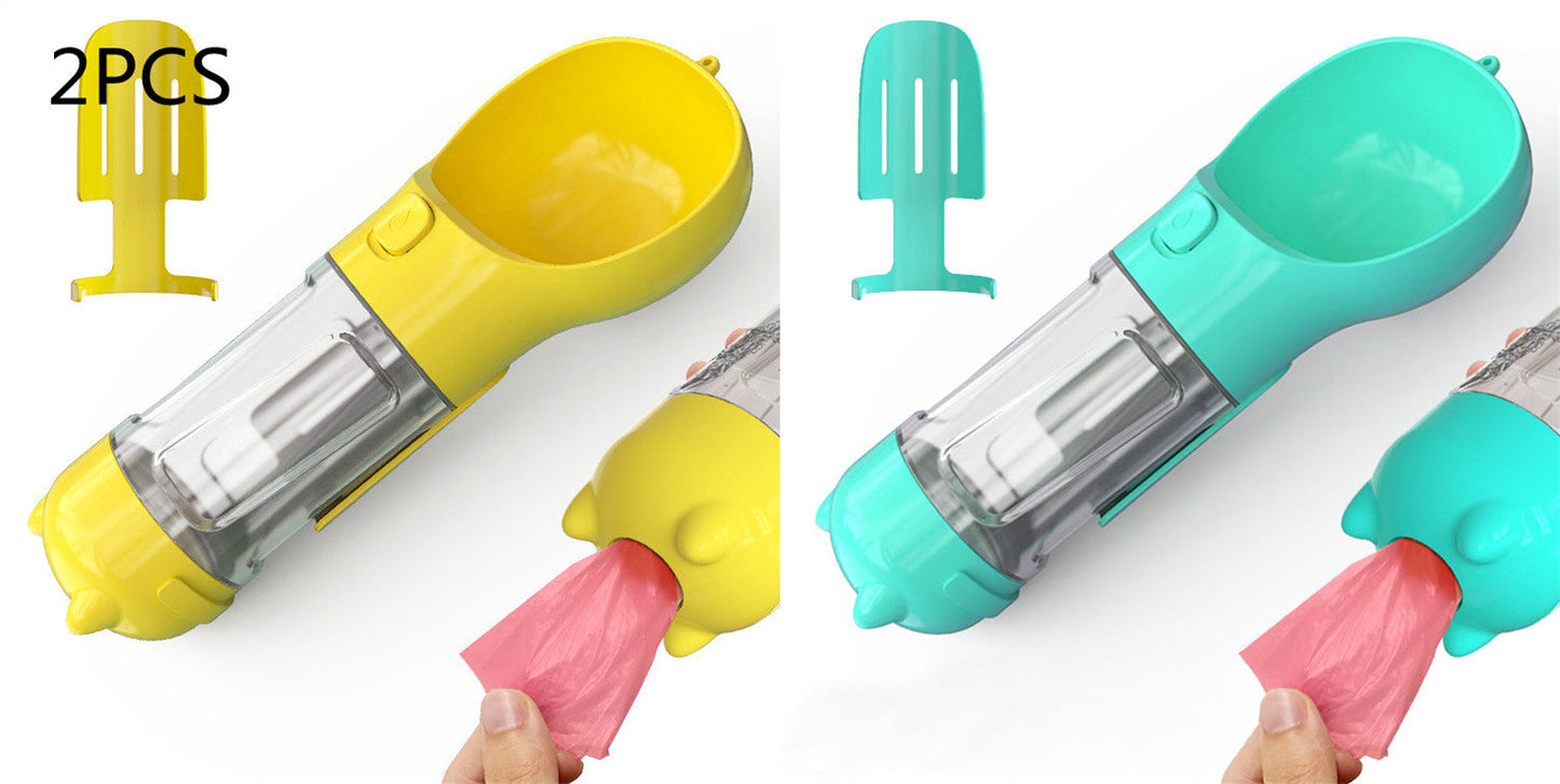 Pet Water Bottle Feeder Bowl Garbage Bag Storage Portable Pet Outdoor Travel 3 In 1 Dog Water Bottle Pets Fashion