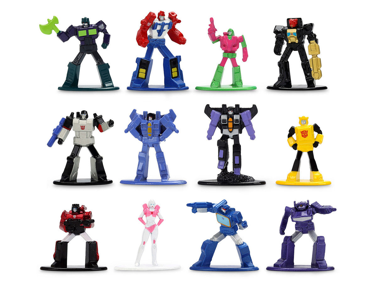 Set of 12 Diecast Figures "Transformers" Franchise "Nano Metalfigs" Series Diecast Models by Jada LuxuryLifeWay Online Store