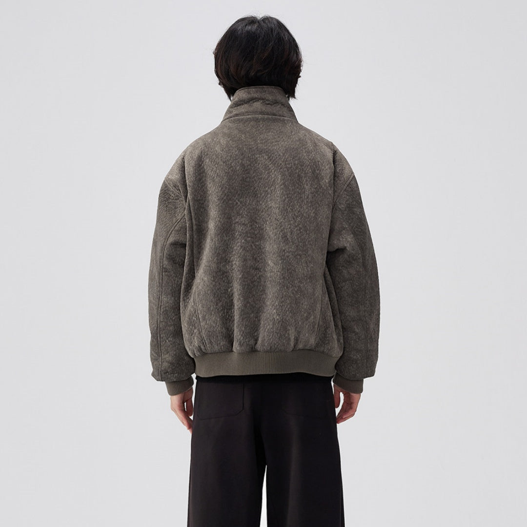 Mens Thick Solid-Color Wool Jacket Short Padded Coat LadyShow.Store