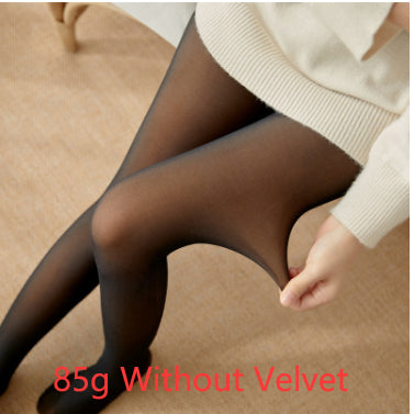 Fleece-lined Thickened Sheer Tights Leggings Transparent One-piece Pantyhose Superb Fleshcolor Pantynose NorixaFashion.com